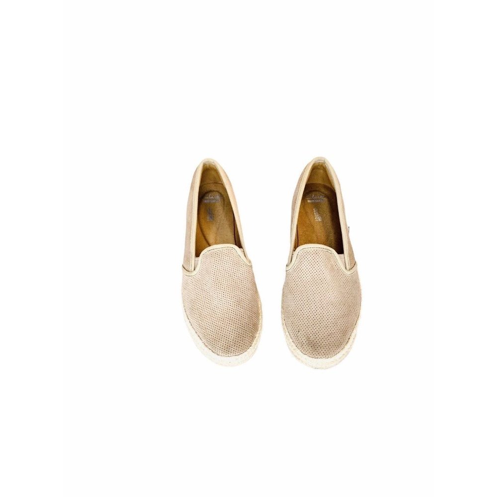 CLARKS Collection Soft Cushion Suede Beige/ Tan Slip On Loafer Shoe Women Sz 9 - Picture 5 of 5